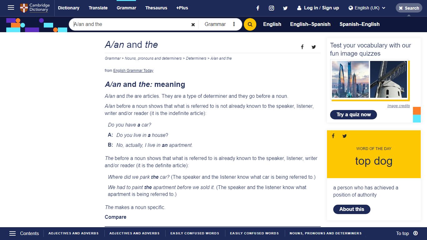 A/an and the - English Grammar Today - Cambridge Dictionary